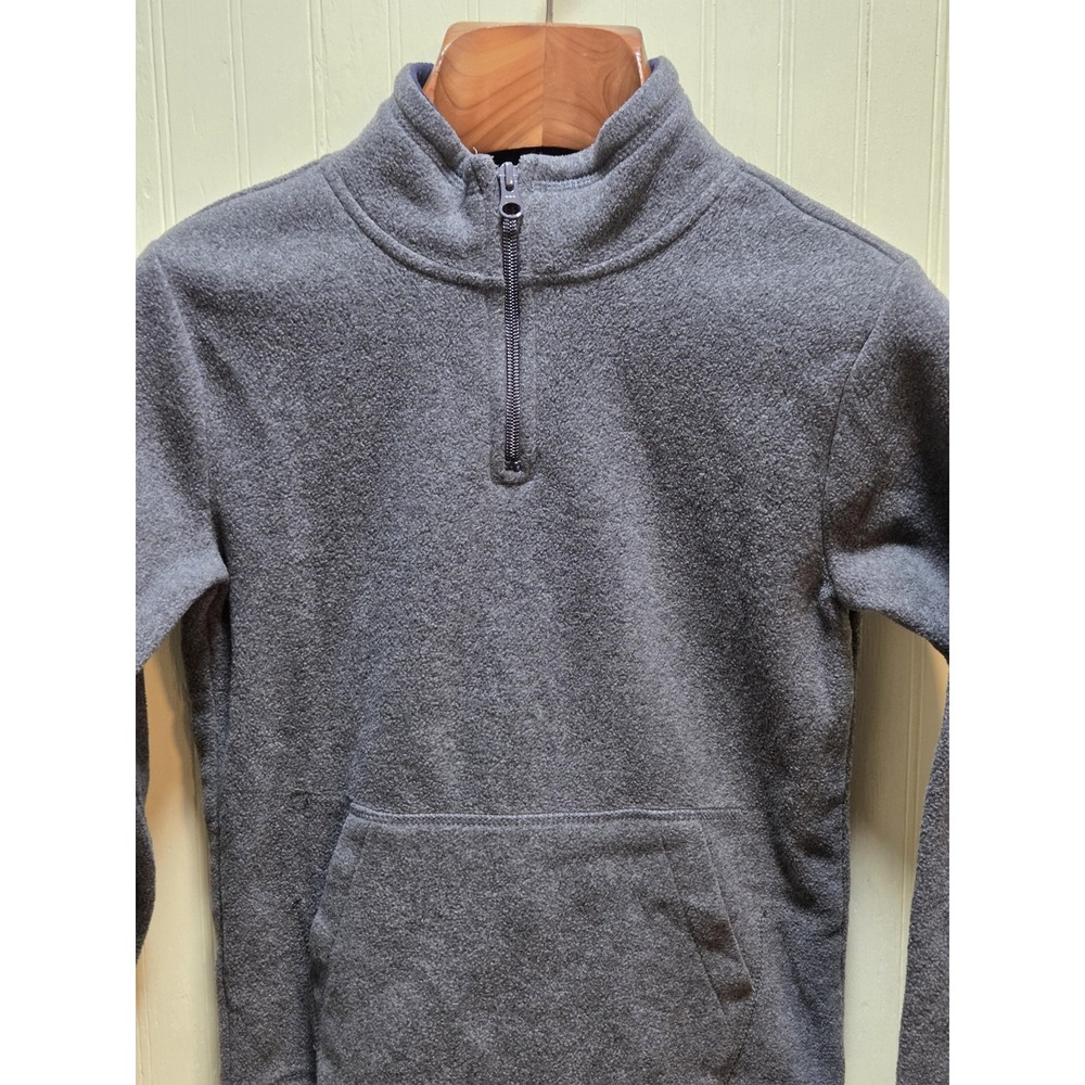 Place‎ Sweatshirt Kids 7/8 Gray Fleece 1/4 Zip Kangaroo Pocket Pullover Top